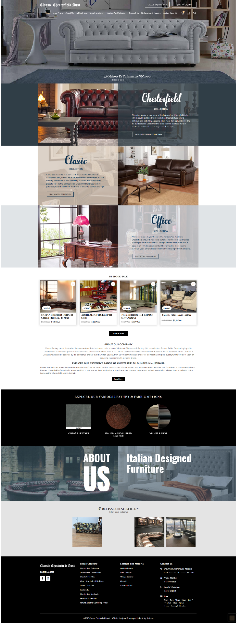 Classic Chesterfield old website homepage