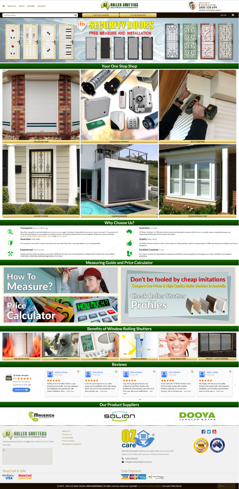 Before: previous OZ Roller Shutters website
